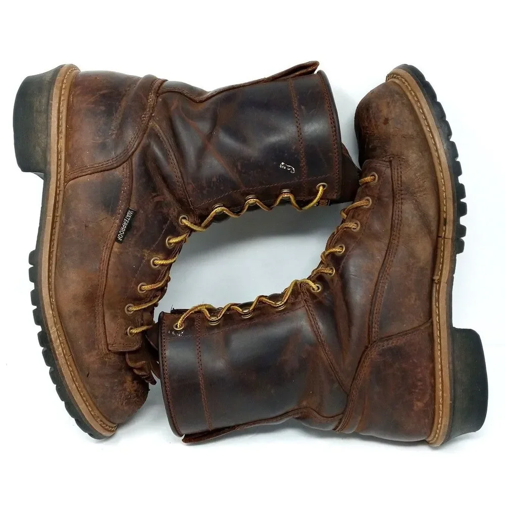 Carolina Brown Leather Work Boots Mens 12D Safety Toe EH Waterproof - Picture 9 of 12